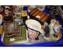 ROYAL DOULTON TOBY JUG OF HENRY VIII TOGETHER WITH GOEBEL FIGURE AND INLAID TEA CADDY, ASSORTED