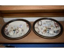 PAIR OF PLASTER WORK WALL PLAQUES OF CLASSIC SCENES