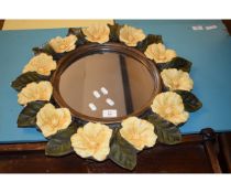 RESIN WALL MIRROR WITH FLORAL DETAIL