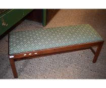 REPRODUCTION ARTHUR BRETT GEORGIAN TYPE RECTANGULAR FOOT STOOL WITH UPHOLSTERED TOP