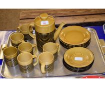 BEIGE AND BLACK STRIPED T G GREEN PART TEA WARES ETC