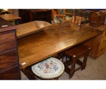 OAK FRAMED PLANK TOP REFECTORY TABLE WITH SHAPED ENDS