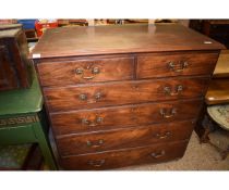 GEORGIAN MAHOGANY STRAIGHT FRONTED TWO OVER FOUR FULL WIDTH DRAWER CHEST WITH BRASS SWAN NECK