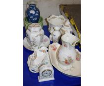 QUANTITY OF AYNSLEY COTTAGE GARDEN CHINA WARES, VASES ETC TOGETHER WITH A FURTHER ORIENTAL BLOSSOM