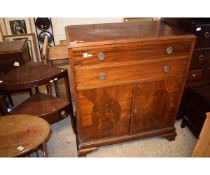 EARLY 20TH CENTURY MAHOGANY SIDE CUPBOARD WITH TWO DRAWERS OVER TWO PANELLED CUPBOARD DOORS WITH