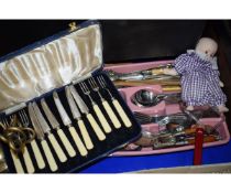 BOX CONTAINING MIXED STAINLESS STEEL CUTLERY ETC