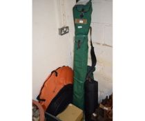 BUNDLE OF MIXED FISHING EQUIPMENT TO INCLUDE RODS, KEEP NETS, REELS ETC