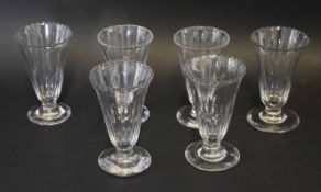 Set of six wine glasses with moulded flutes and pie-crust rims, 11cm high (6)