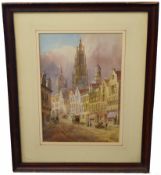 E Nevil, signed watercolour, "Antwerp", 27 x 18cm, together with a further watercolour by Ursula