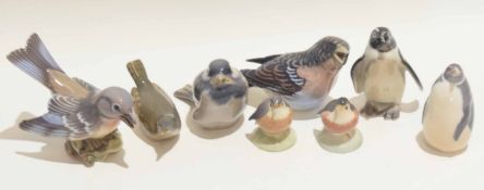 Group of Royal Copenhagen birds, various models, largest 11cm long (8)