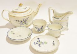 Late 18th century part tea set, possibly Pinxton, with cornflower sprig design, comprising tea