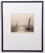 William Lionel Wyllie, RE, signed in pencil to margin, black and white etching, "Sunshine on the