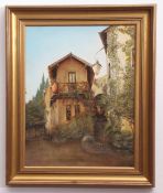 Carl Janssen, signed oil on canvas, House in the Italian Dolomites, 50 x 40cm