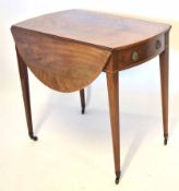 Early 19th century mahogany Pembroke table, two drop flaps and curved front and back fitted one