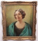 Marjorie C Bates, signed pastel, half-length portrait of a lady, 60 x 50cm