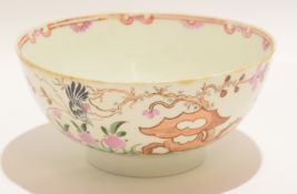 Lowestoft slop bowl decorated with the Blackbird pattern, 15cm diam