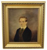 19th century English school, oil on canvas, half-length portrait of a boy, 24 x 20cm