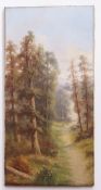 Ada Stone, signed oil on canvas, Woodland scene, 61 x 31cm, unframed