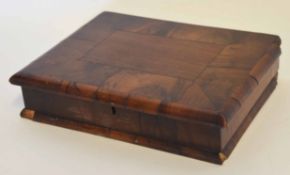 Partially oyster veneered walnut rectangular box with void interior, 18th century and later, 28cm