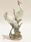 Lladro model of two cranes or herons, 28cm high