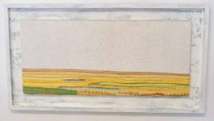 Krys Leach, mixed media wool work, Norfolk landscape, 23 x 51cm