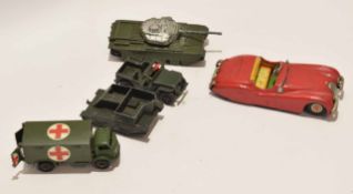Small collection of die-cast including Dinky Supertoys Centurion tank, military ambulance, Bren