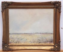 M Jacques, signed and dated 72, oil on board, "Halvergate Marshes", 20 x 25cm