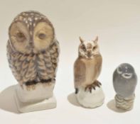 Group of three Royal Copenhagen owls, largest 17cm high (3)