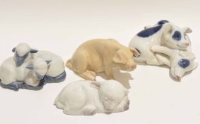 Group of Royal Copenhagen models of pigs, in various poses, 10cm long (4)