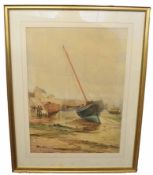 William Dalglish, signed and dated Aug 1879, watercolour, Coastal scene with fisher folk and fishing