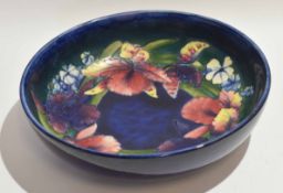 Large Moorcroft bowl decorated with orchids, 31cm diam