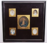 John Thirtle, five portrait miniatures in one frame, Members of the Norwich School etc,