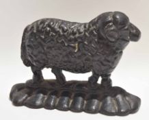 Vintage cast metal doorstop in the form of a sheep by H Wragg, 17cm high