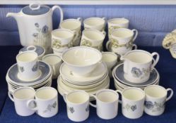 Extensive Wedgwood Iris pattern tea set designed by Susie Cooper, pattern no C2087, comprising