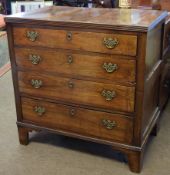 18th century and later mahogany chest, four full width graduated drawers on bracket feet, (