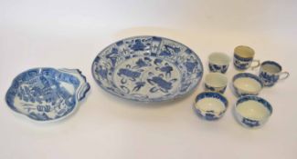 Collection of 18th and 19th century Chinese and English ceramics comprising Kraak style dish (a/