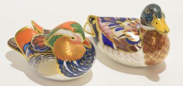 Group of two Royal Crown Derby paperweights modelled as ducks, largest 14cm (2)