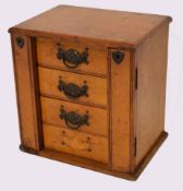 Victorian light oak table top apprentices chest in the form of a Wellington chest with two locking