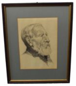 Unsigned conte drawing, Head and shoulders portrait of a young child, 29 x 23cm, together with a