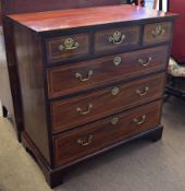 19th century mahogany chest fitted with three short and three full width graduated drawers on