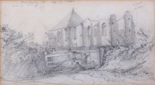 Robert Leman (1799-1859) "Mundesley Church from the south east, Sept 6 1841", pencil drawing,