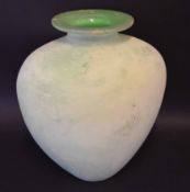 Large green clouded Art Glass vase with stippled effect, 37cm high