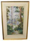 G A N Reed, signed and dated 19, watercolour, Children in a woodland, 48 x 27cm