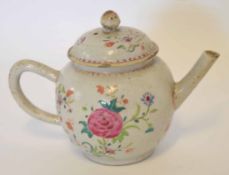 18th century Chinese tea pot and cover decorated in famille rose style, 13cm high