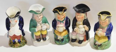 Collection of Staffordshire and other Toby Jugs, tallest 25cm (5)