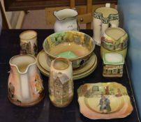 Group of Royal Doulton series ware jugs and bowls including from the Charles Dickens series and