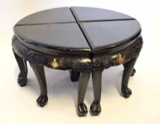 Nest of four 20th century Oriental lacquered occasional tables, each decorated in the Shibayama