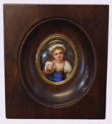 A Linger, signed 20th century portrait miniature of a lady, 8 x 6cm, together with two others