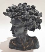 Bronzed patinated composition head and shoulders bust "Callissa", 22cm high