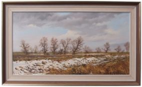AR James Wright (born 1935) "Winter willows", oil on canvas, signed lower right and inscribed with